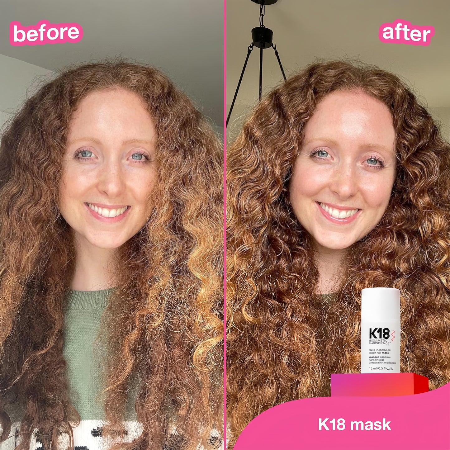 K18 Leave-In Molecular Repair Hair Mask, Patented, Lasting Repair For Dry, Frizzy, Damaged Hair, Reverse Damage In 4 Minutes From Bleach, Color, Chemical Services + Heat